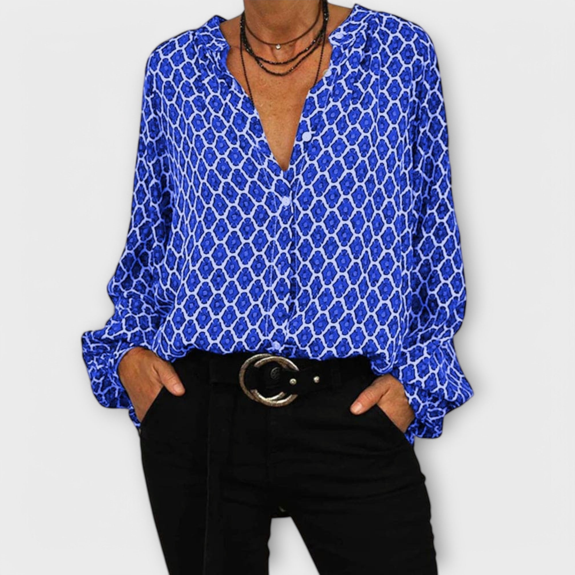 Zara - Stylish Blouse - V-Neck - Long Sleeves