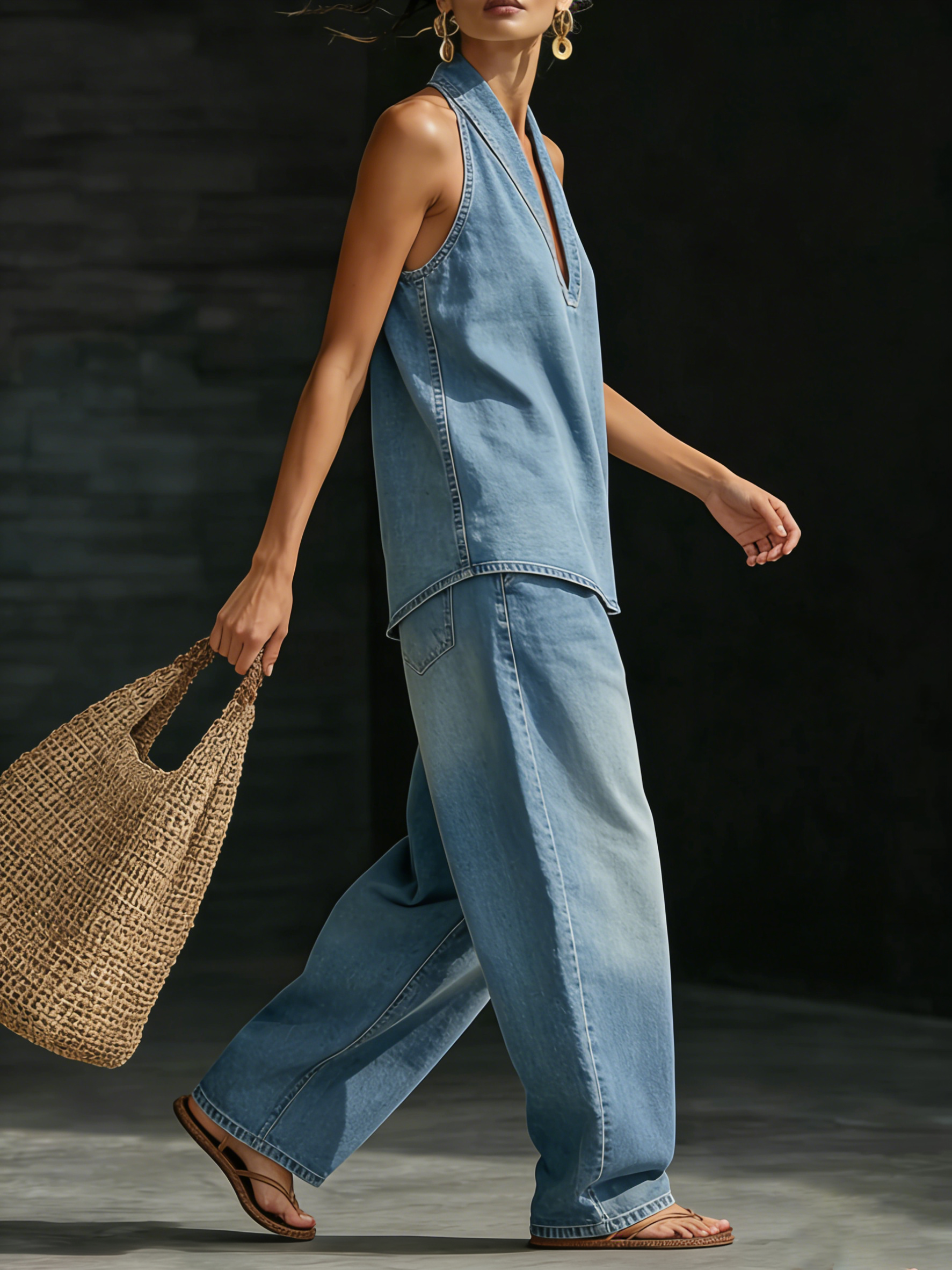 Elowen | Minimal Denim Lounge Set
