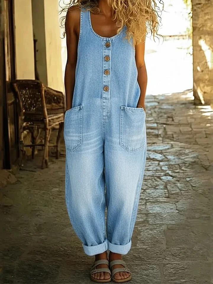 KATHLEEN - Vintage Cotton Denim Jumpsuit