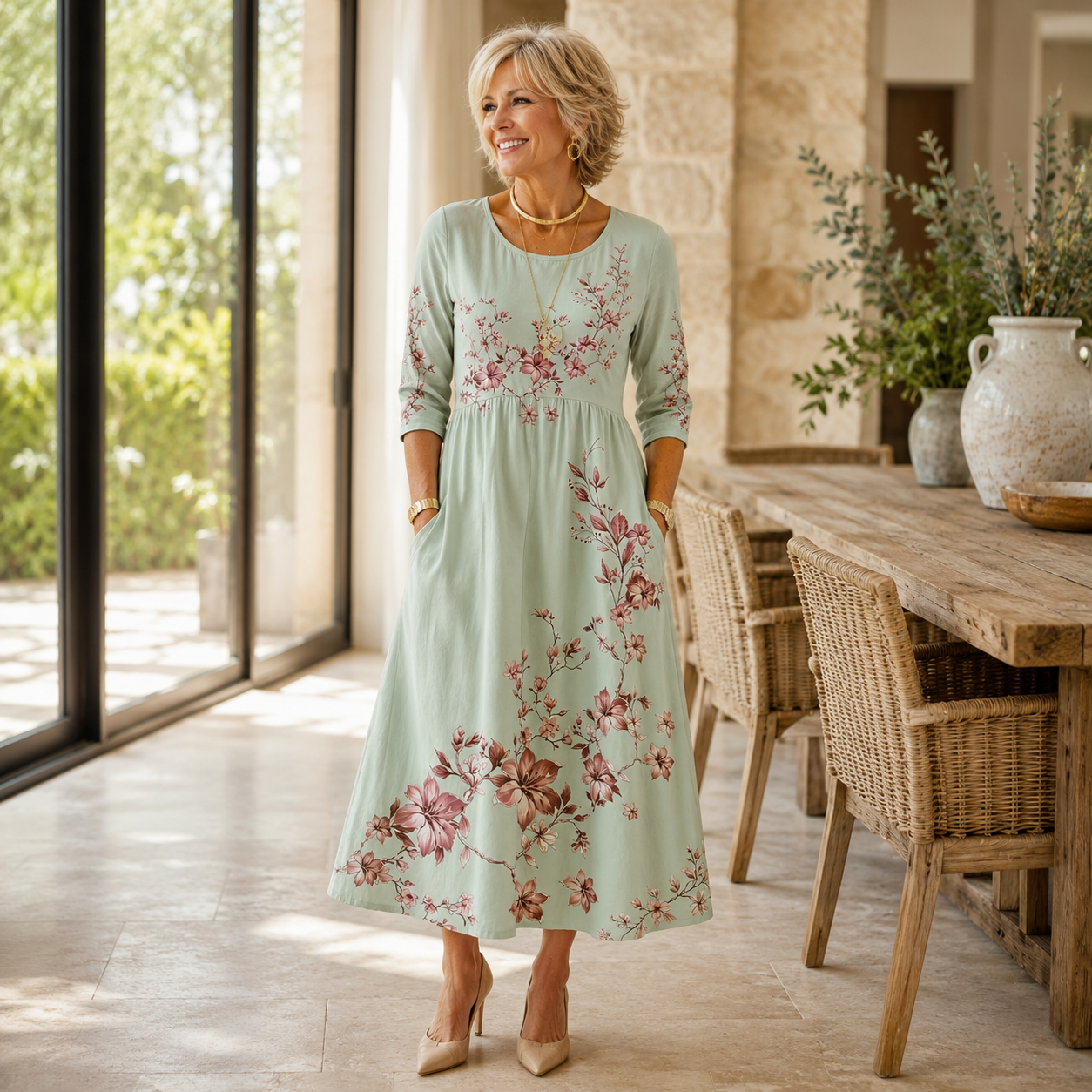 Rosamere | Floral Pocket Midi Dress