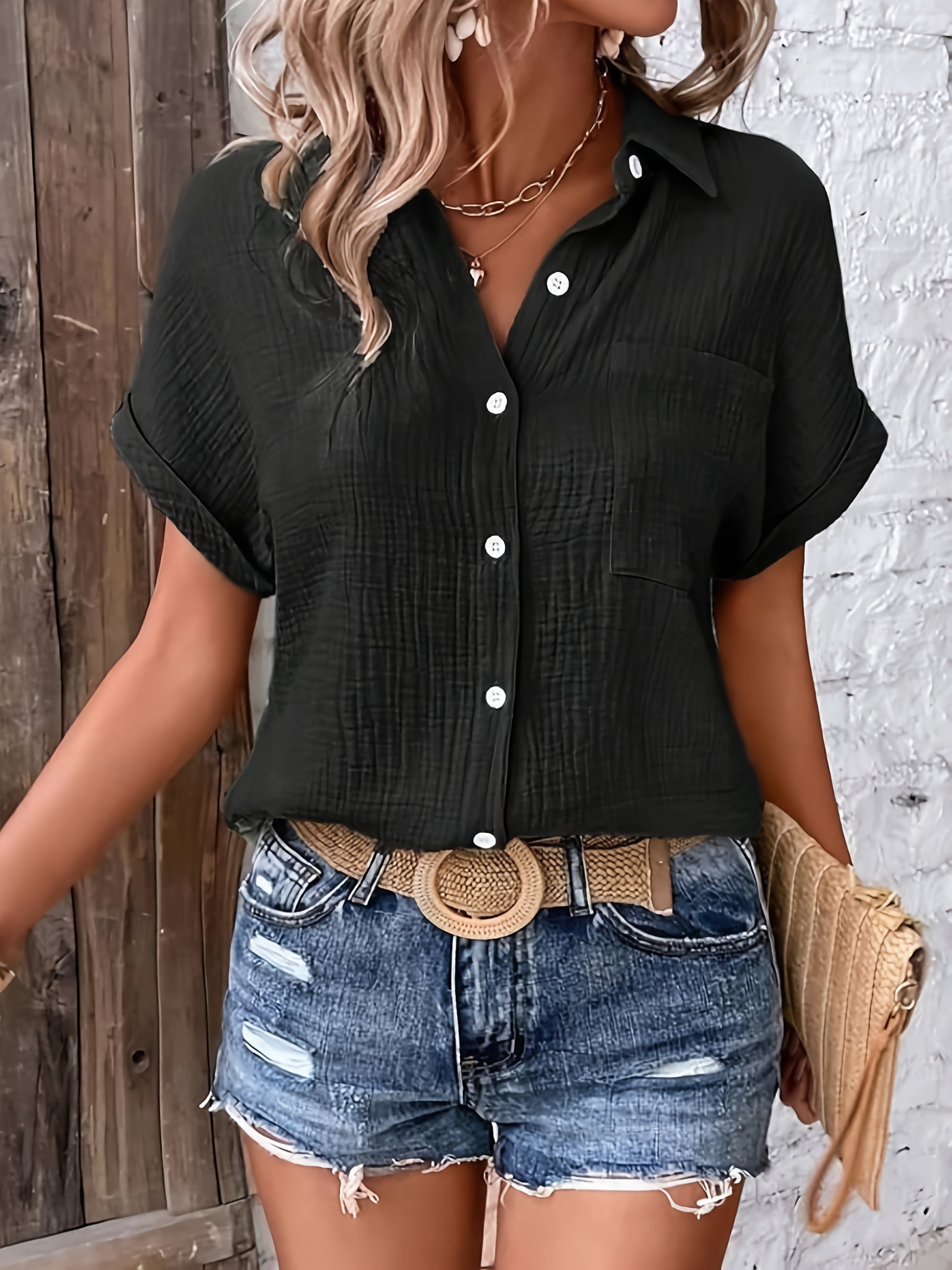 Evelyn | Textured Collared Summer Shirt