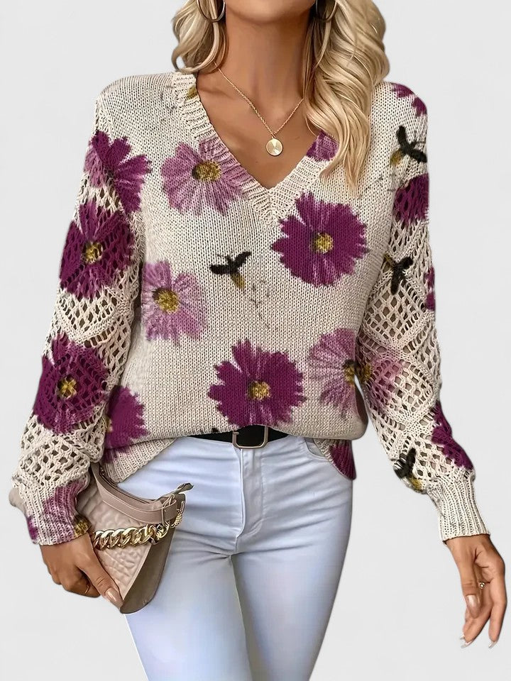 Adele - Elegant Jumper with Floral Pattern