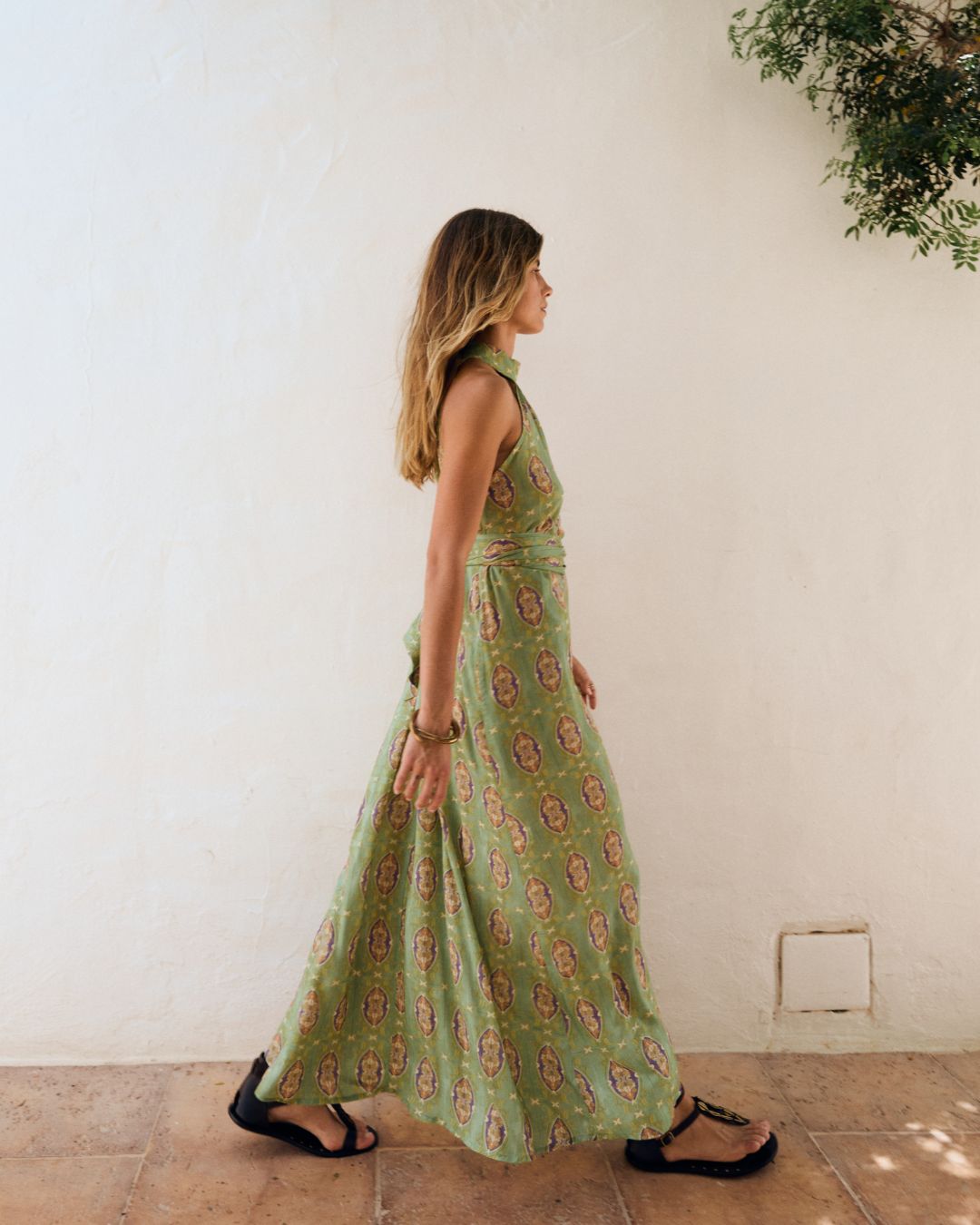 Celeste | Mosaic Print Halterneck Maxi Dress
