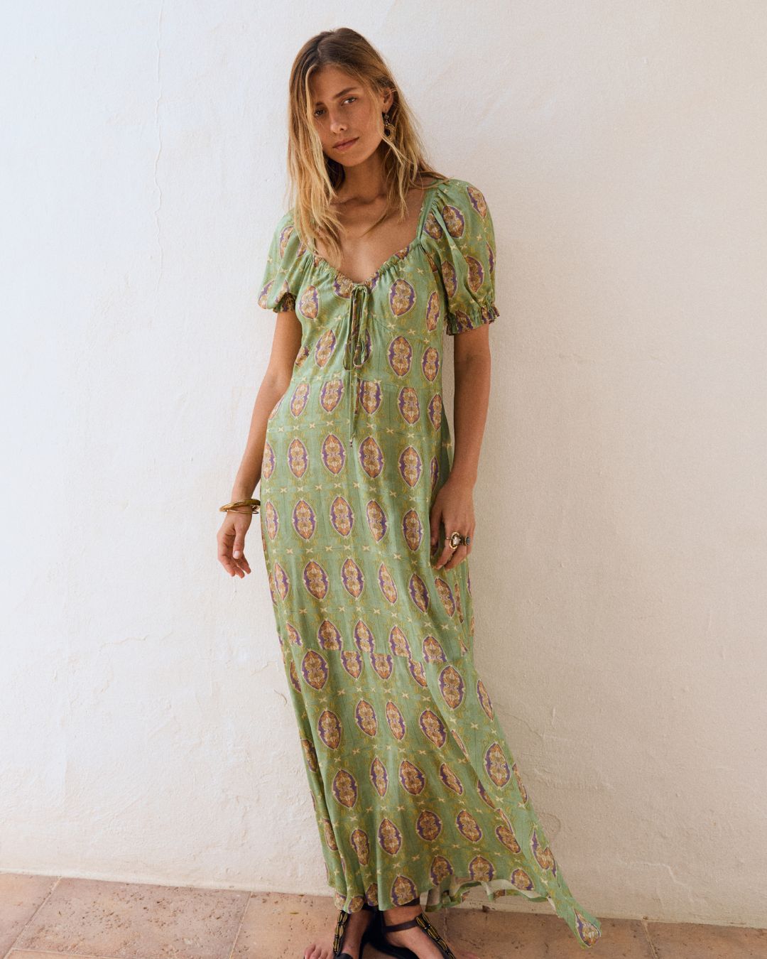 Aurélie | Mosaic Print Sweetheart Maxi Dress