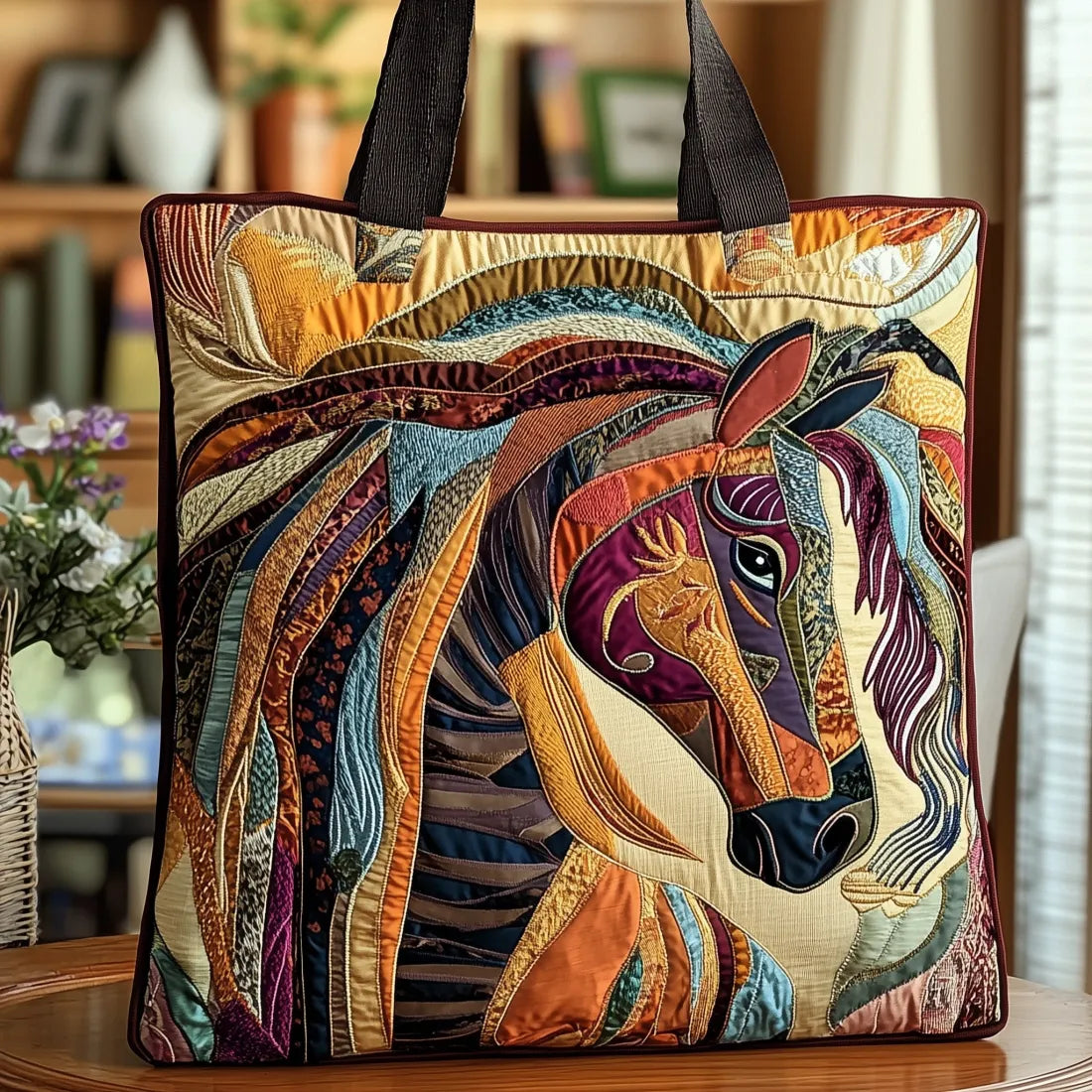 Mosaic Pattern Quilted Tote Bag
