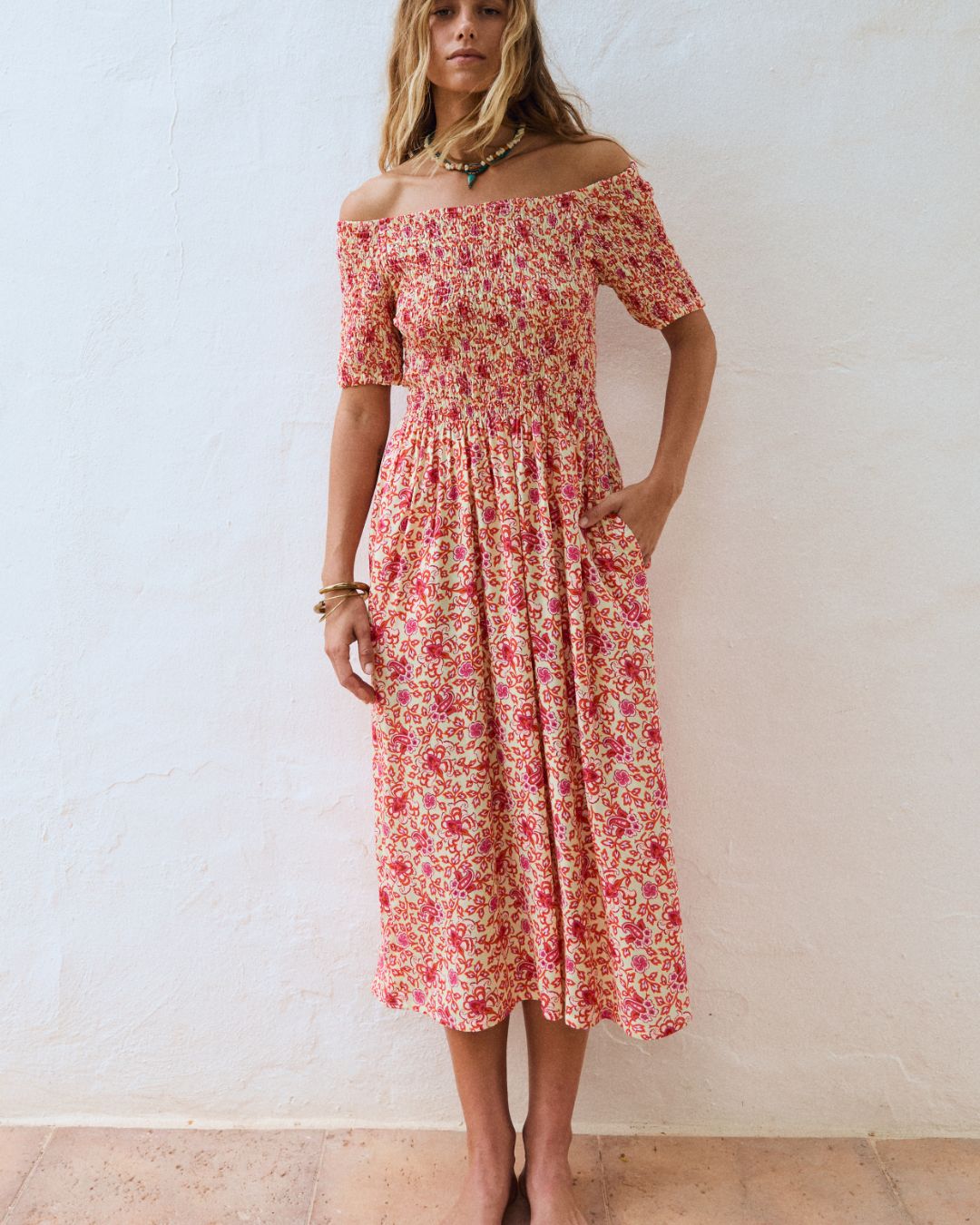 Amélie | Scarlet Floral Midi Dress