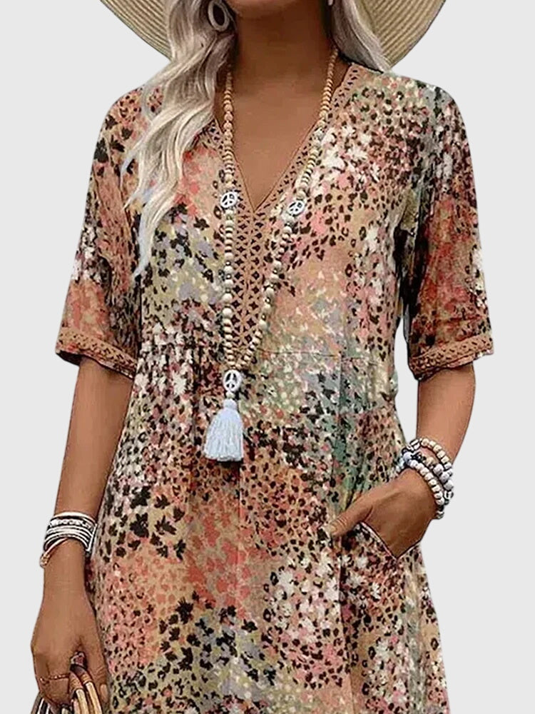 Yvonna - Elegant Floral Midi Dress