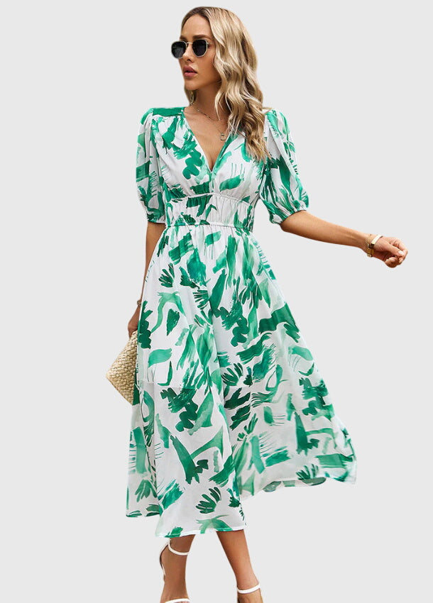 Merlin - Flattering Floral Midi Dress