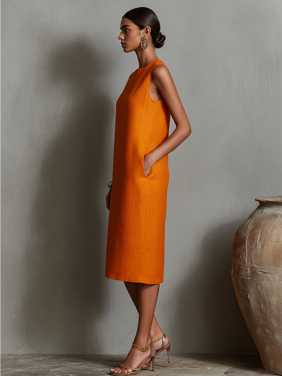 Naomi | Relaxed Sleeveless Midi Dress with Pockets
