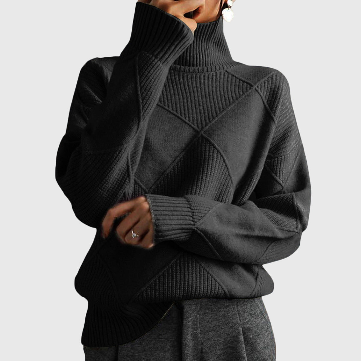 Cressida | Textured Roll Neck Jumper