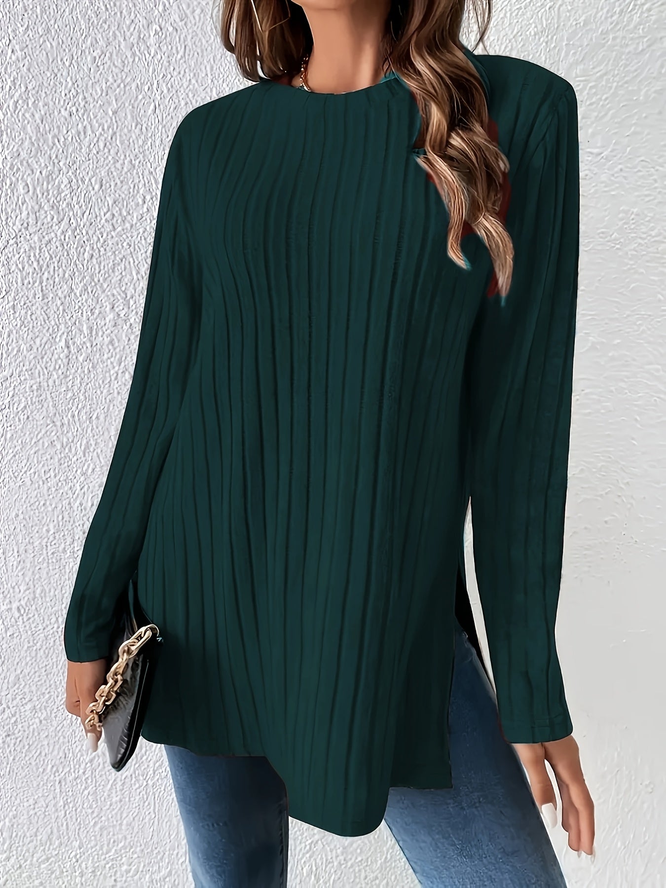 Charlotte - Crew Neck Ribbed T-Shirt