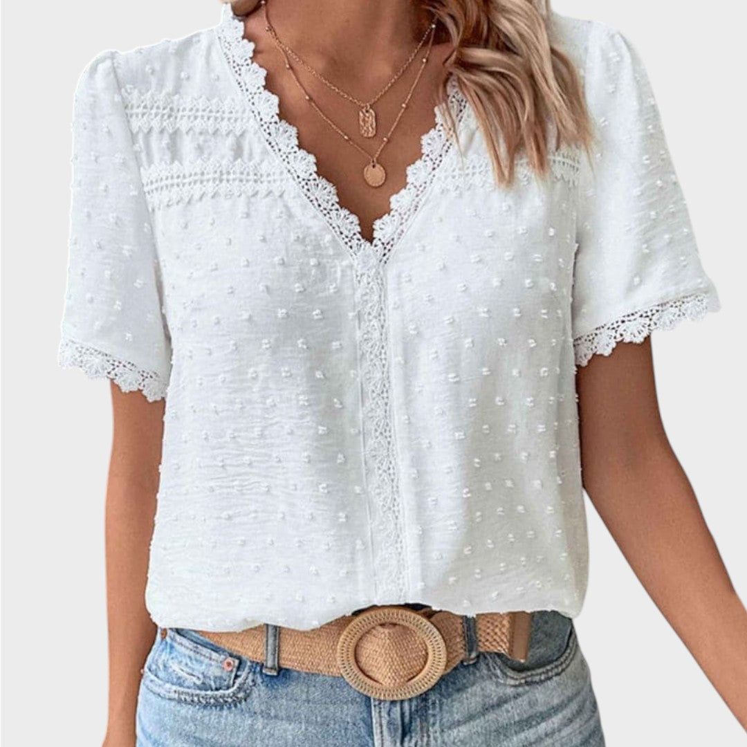 Lea - Wiissi Structured Summer Blouse with V Neck