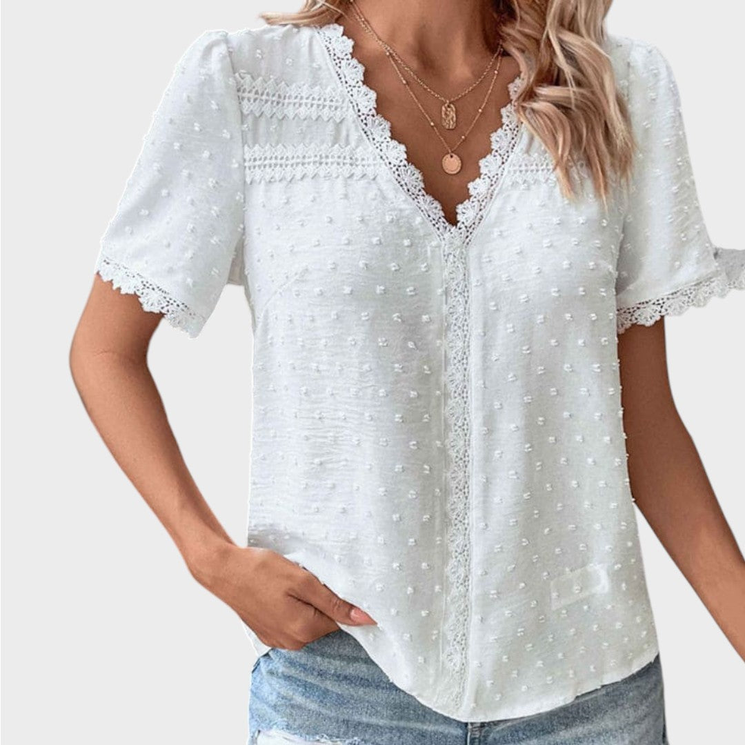 Lea - Wiissi Structured Summer Blouse with V Neck