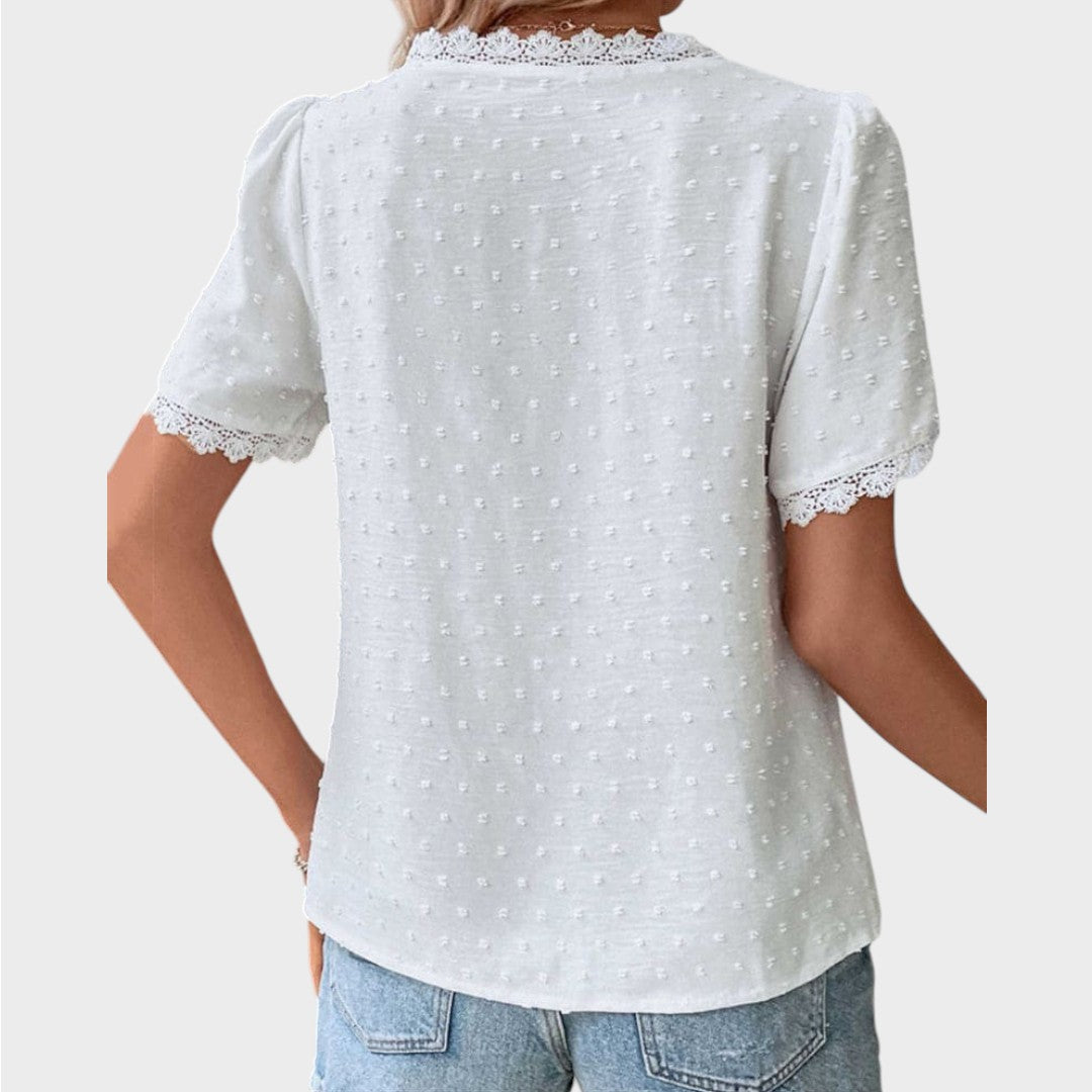 Lea - Wiissi Structured Summer Blouse with V Neck