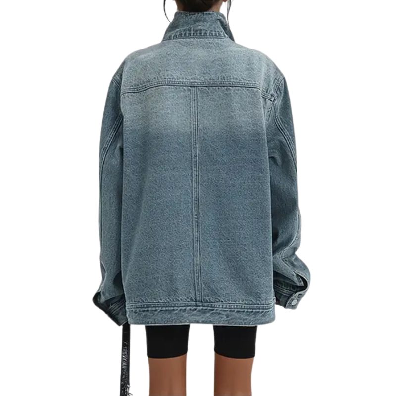 SARAH – Trendy asymmetrical jacket with buttons in street style
