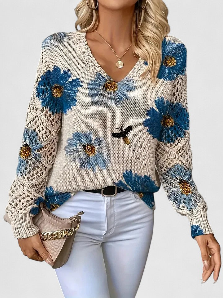 Adele - Elegant Jumper with Floral Pattern