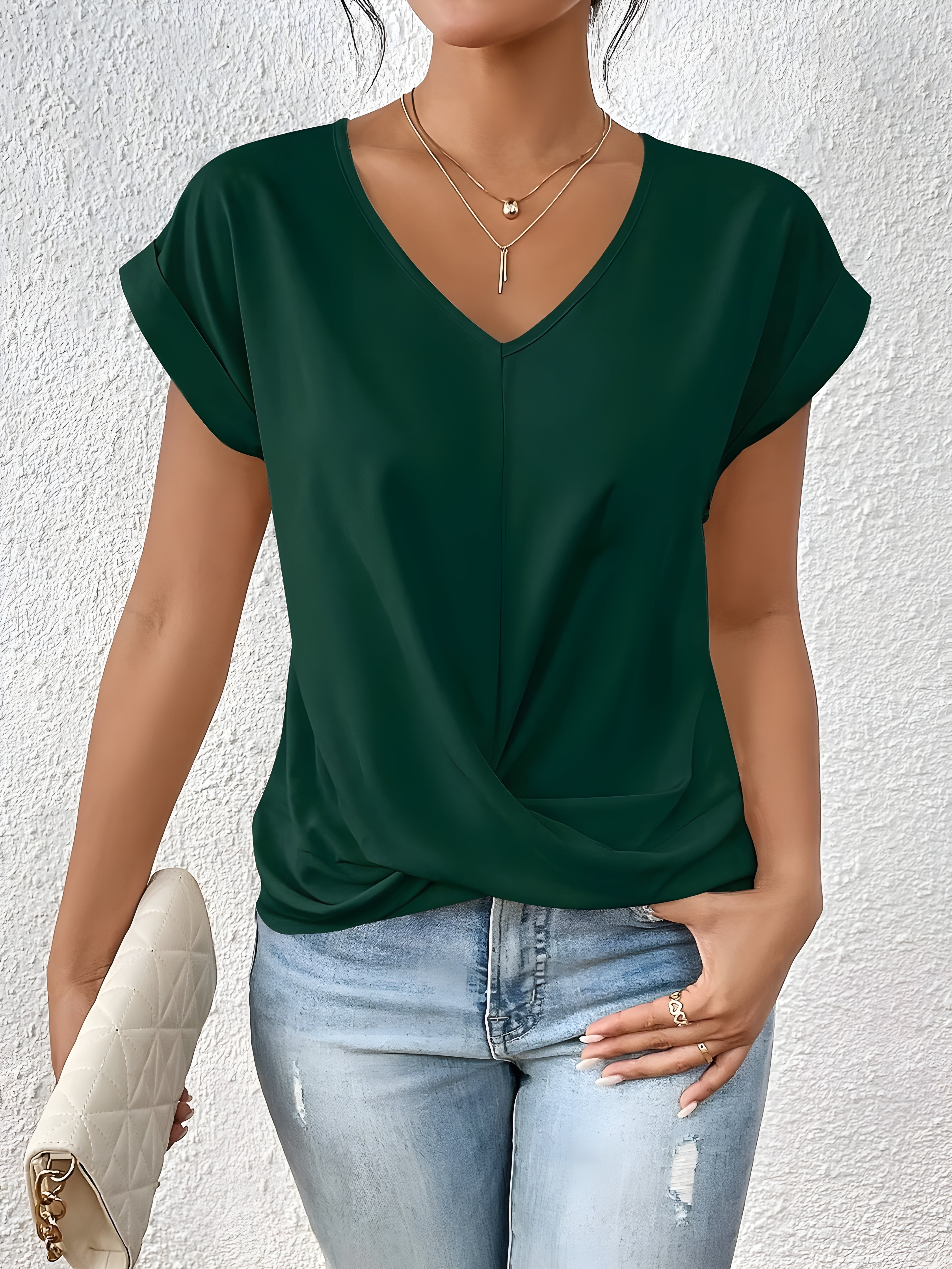 Violet - Twist Front V Neck Top