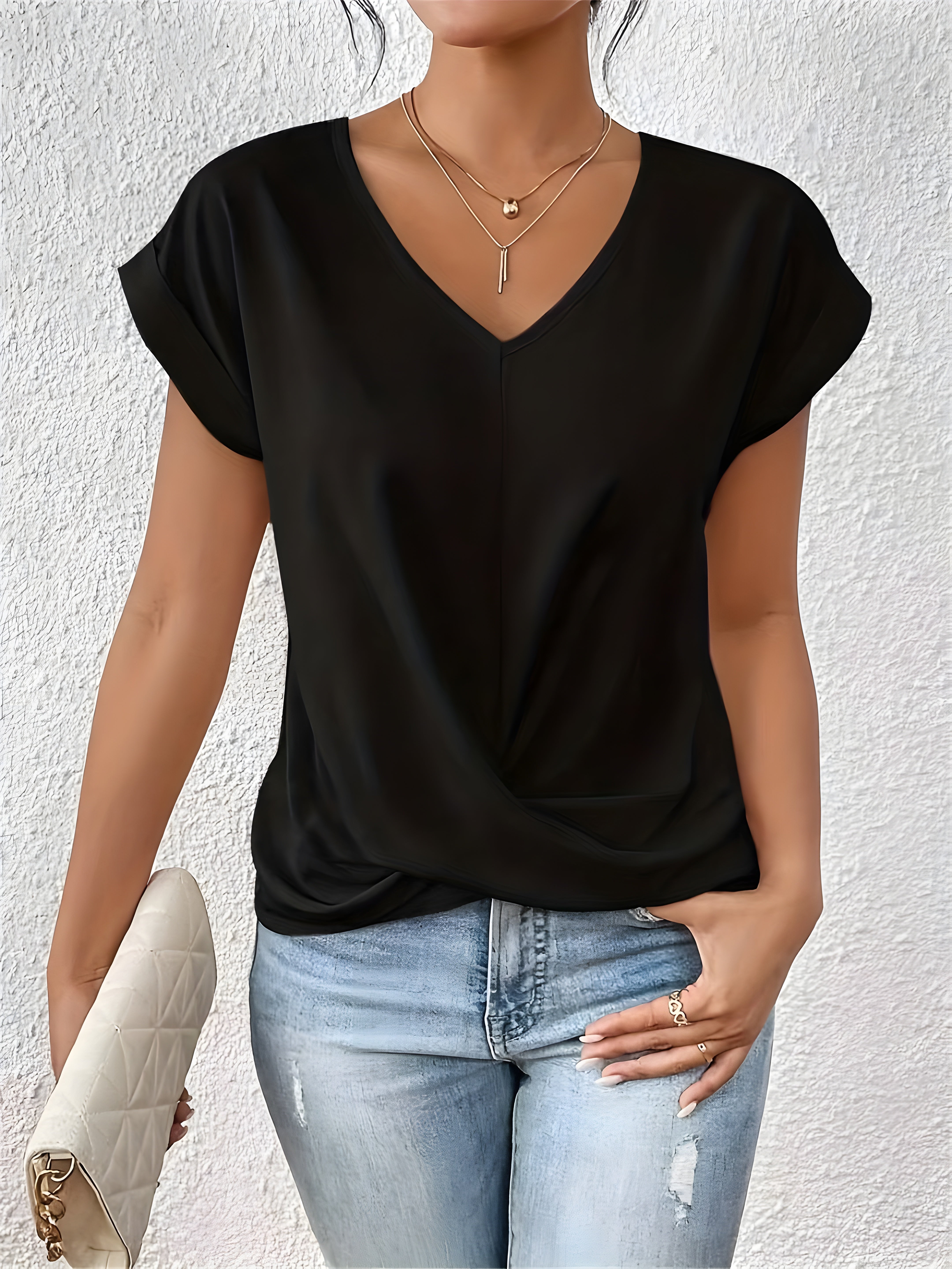 Violet - Twist Front V Neck Top