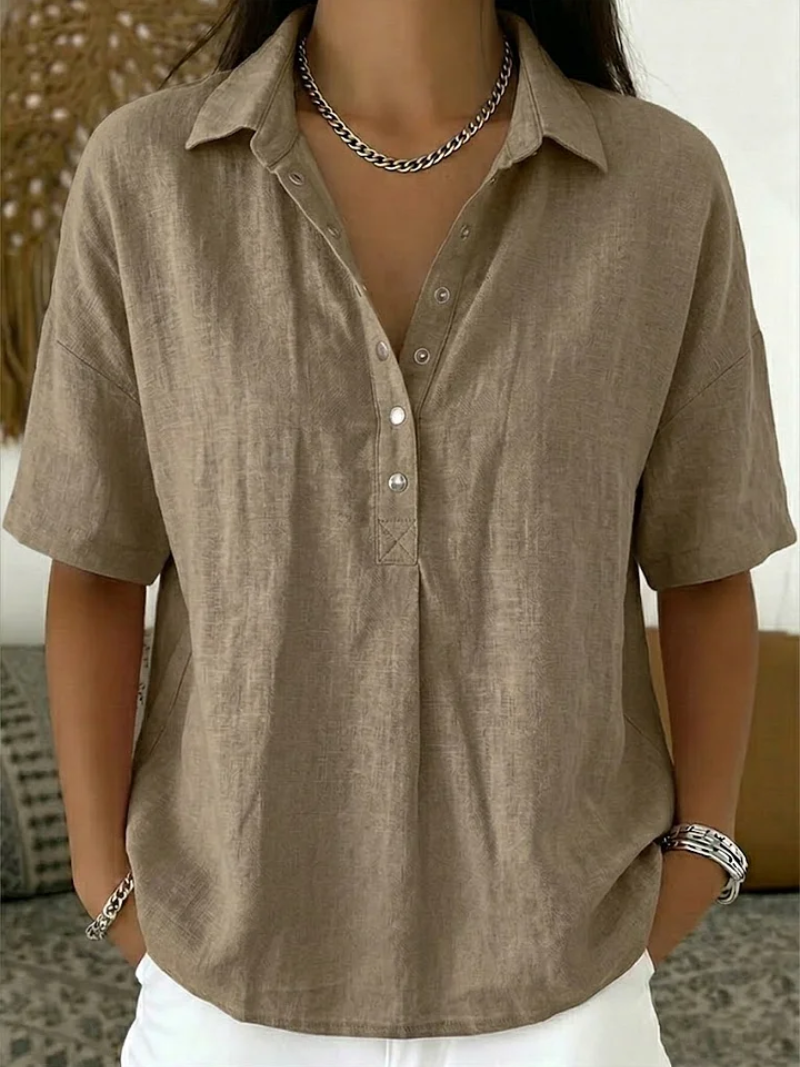 Elira | Linen Shirt Blouse with Buttons
