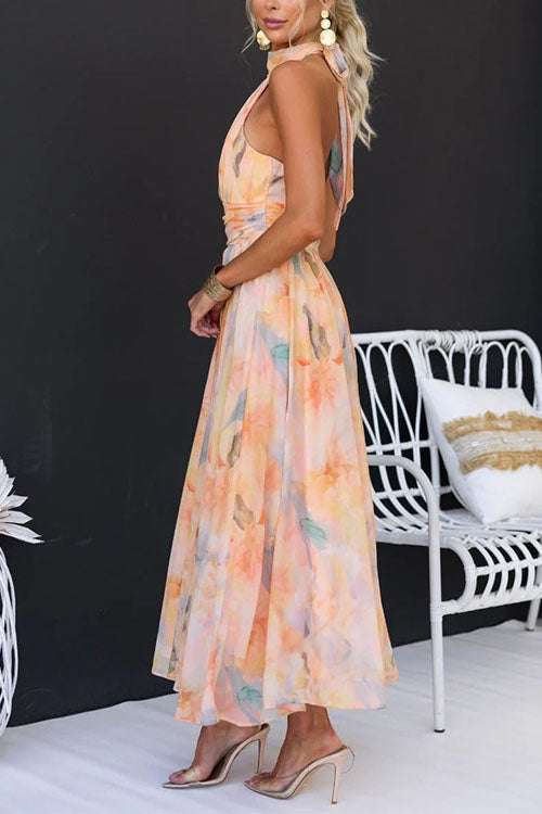 Halter - Maxi Dress with Print