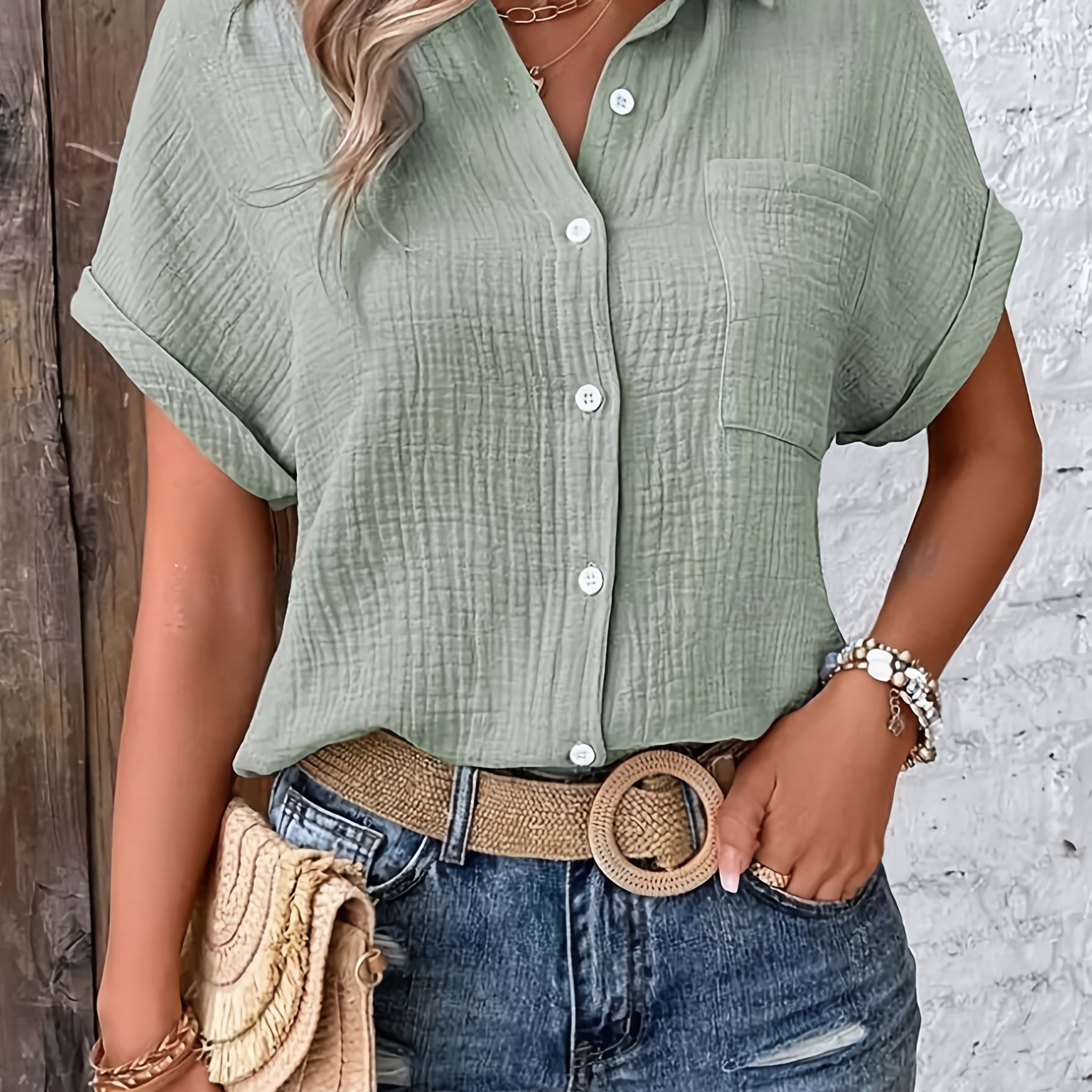 Evelyn | Textured Collared Summer Shirt
