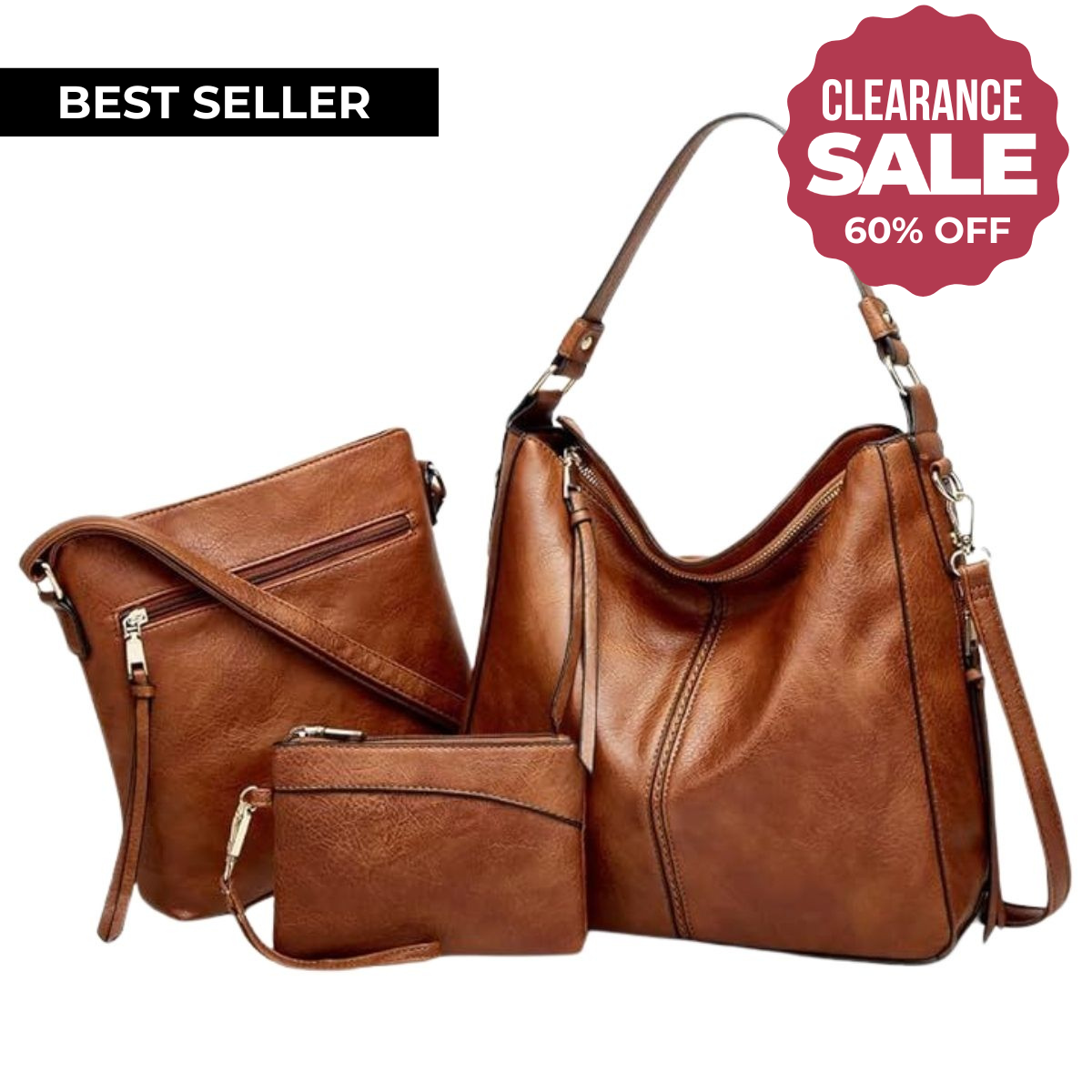 Sophia | Luxury Three-Piece Hobo Handbag Set