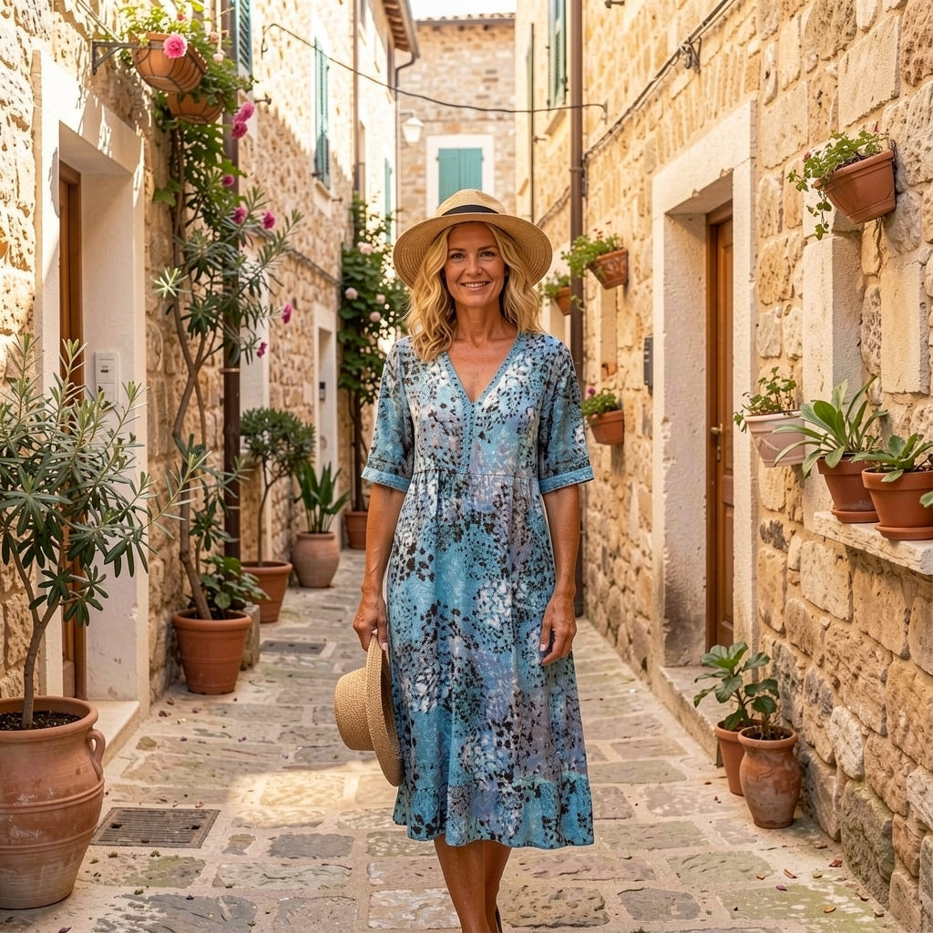 Maristella | Graceful Printed Midi Dress