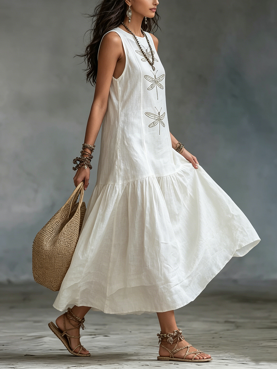 Willow | Embroidered Sleeveless Maxi Dress