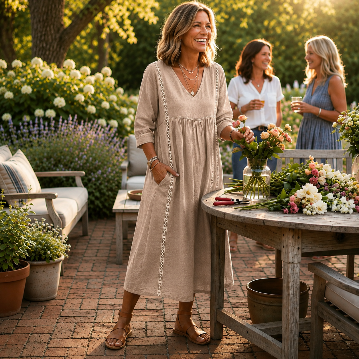 Aveline | Elegant Lightweight Maxi Dress with Ruched Sleeves