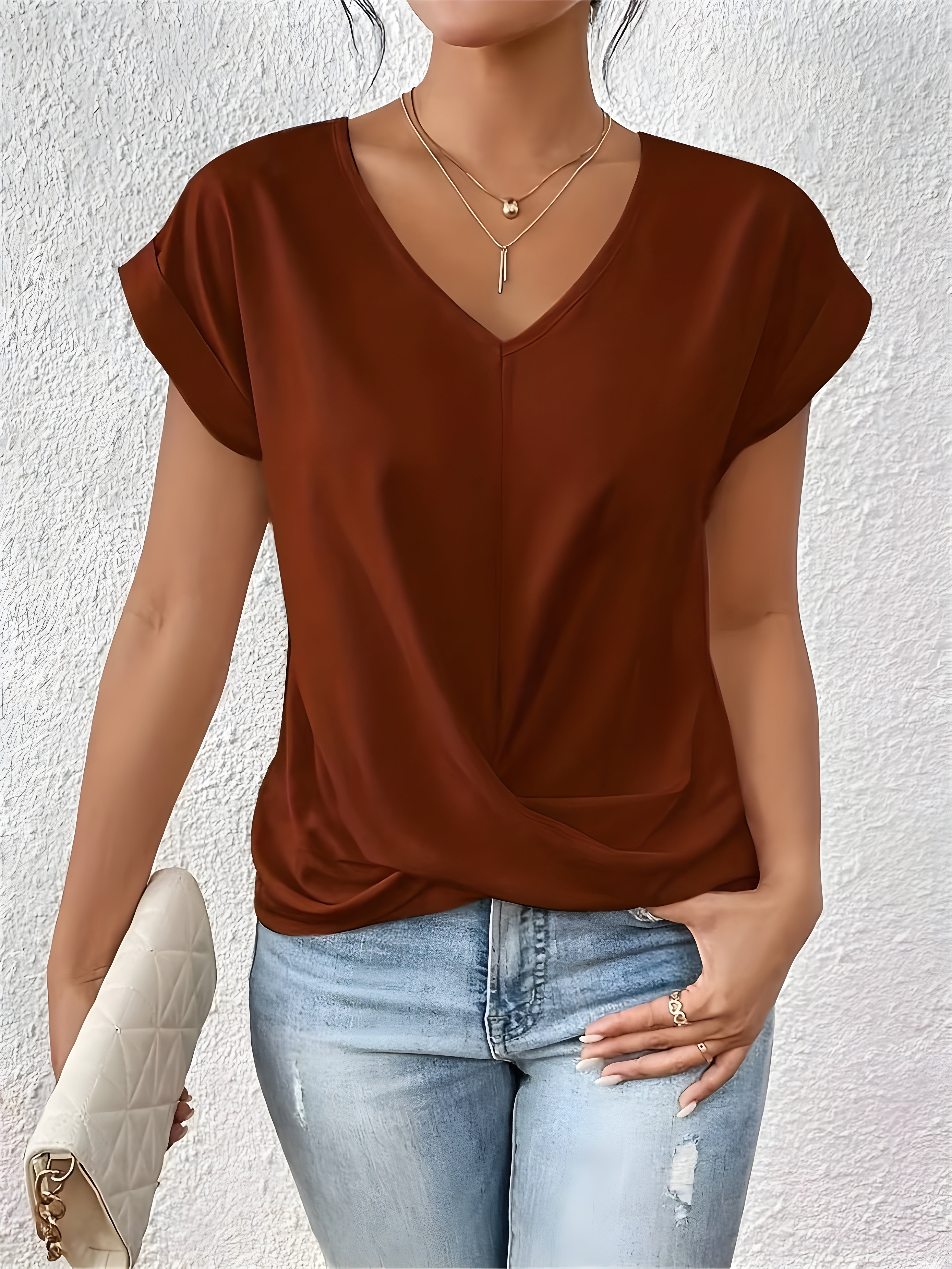 Violet - Twist Front V Neck Top