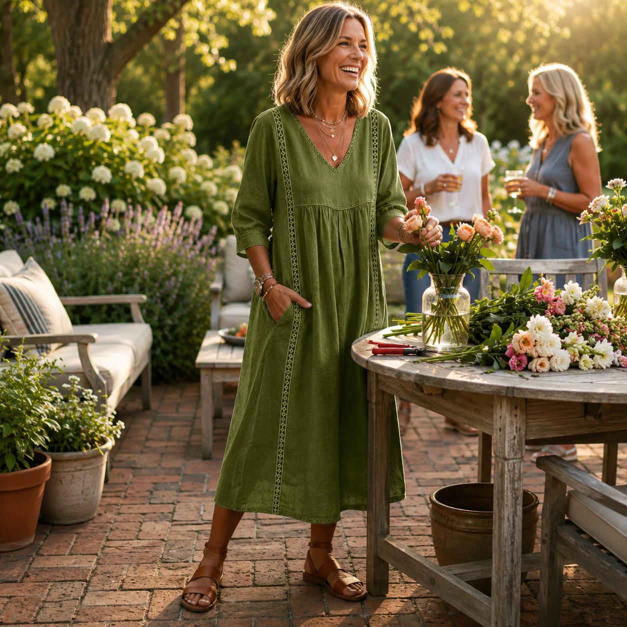 Aveline | Elegant Lightweight Maxi Dress with Ruched Sleeves