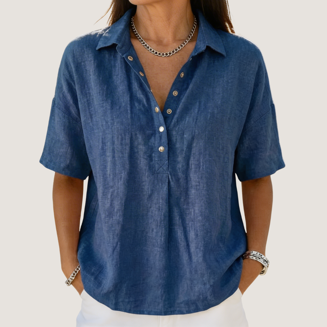 Elira | Linen Shirt Blouse with Buttons