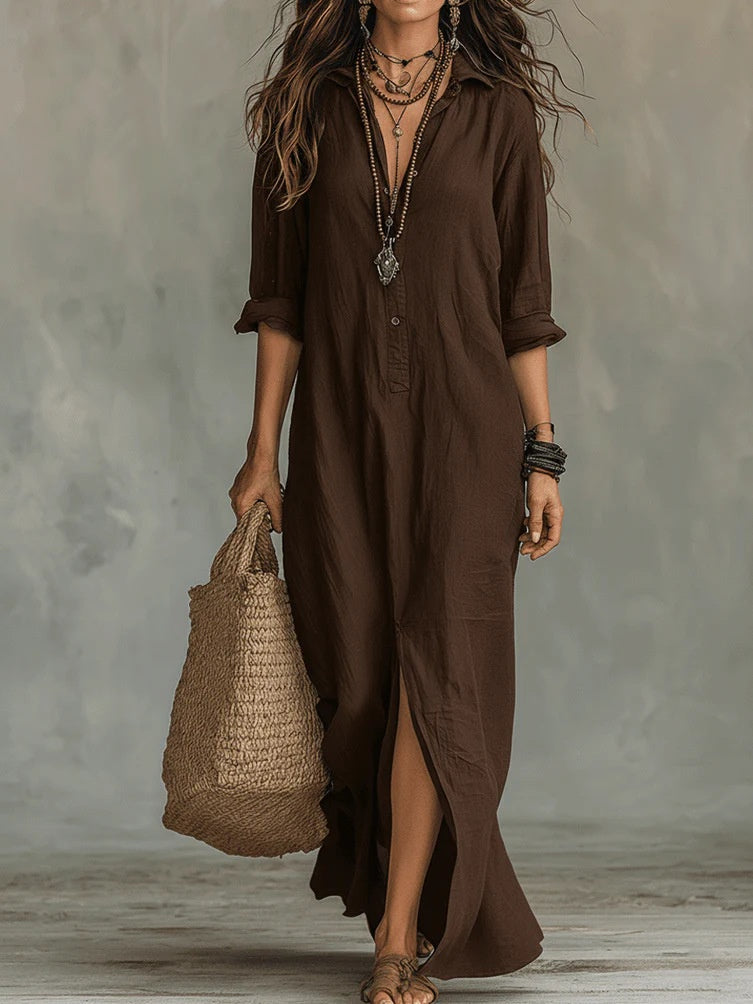 Lydia | Elegant Button Maxi Dress