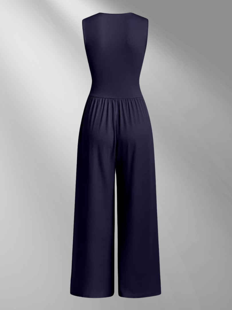 Valerisse – Elegant Sleeveless Jumpsuit with Texture and Wide Legs