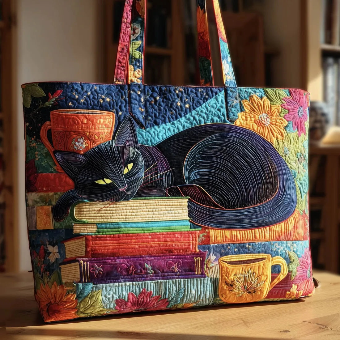 Chat Noir - Stylish Quilted Tote Bag
