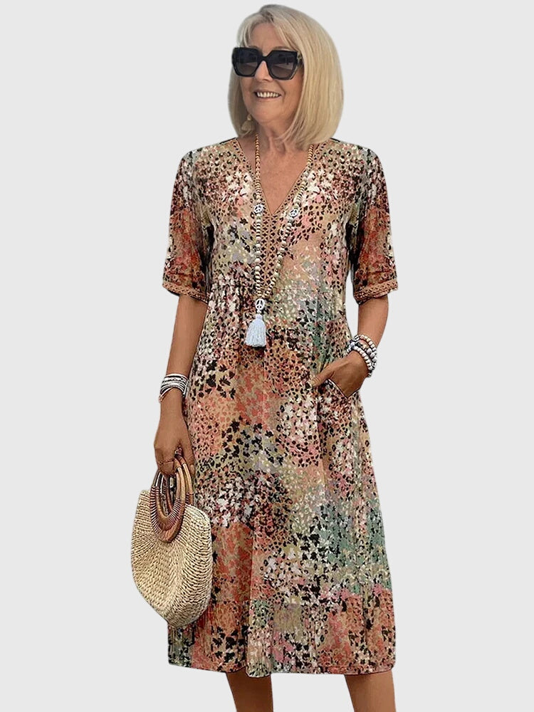 Yvonna - Elegant Floral Midi Dress