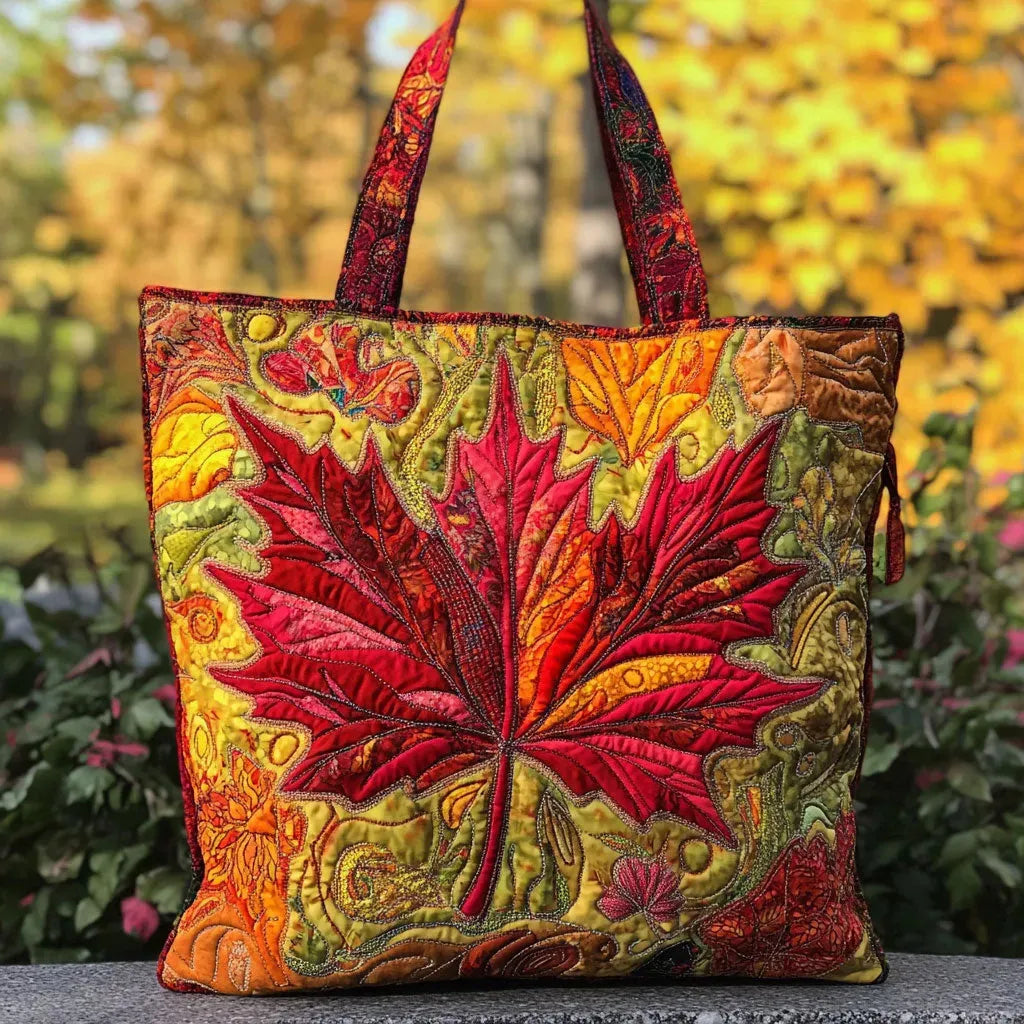 Quilted Festive Tote Bag in Maple