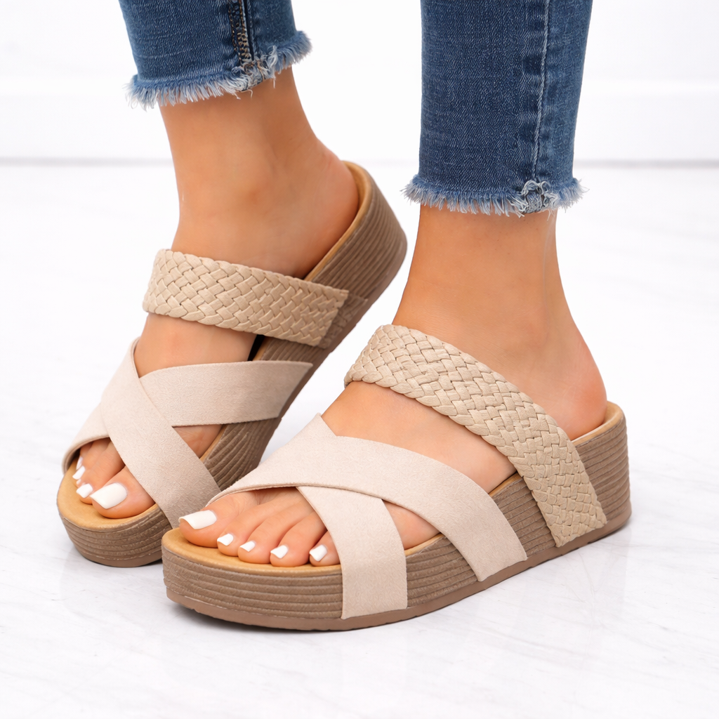 Women's Supportive Orthopedic Sandals with Braided Cross Straps