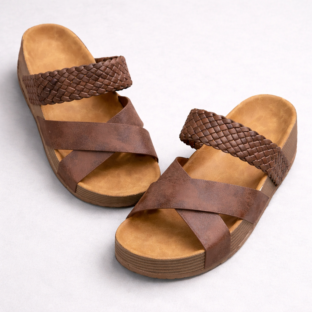 Women's Supportive Orthopedic Sandals with Braided Cross Straps