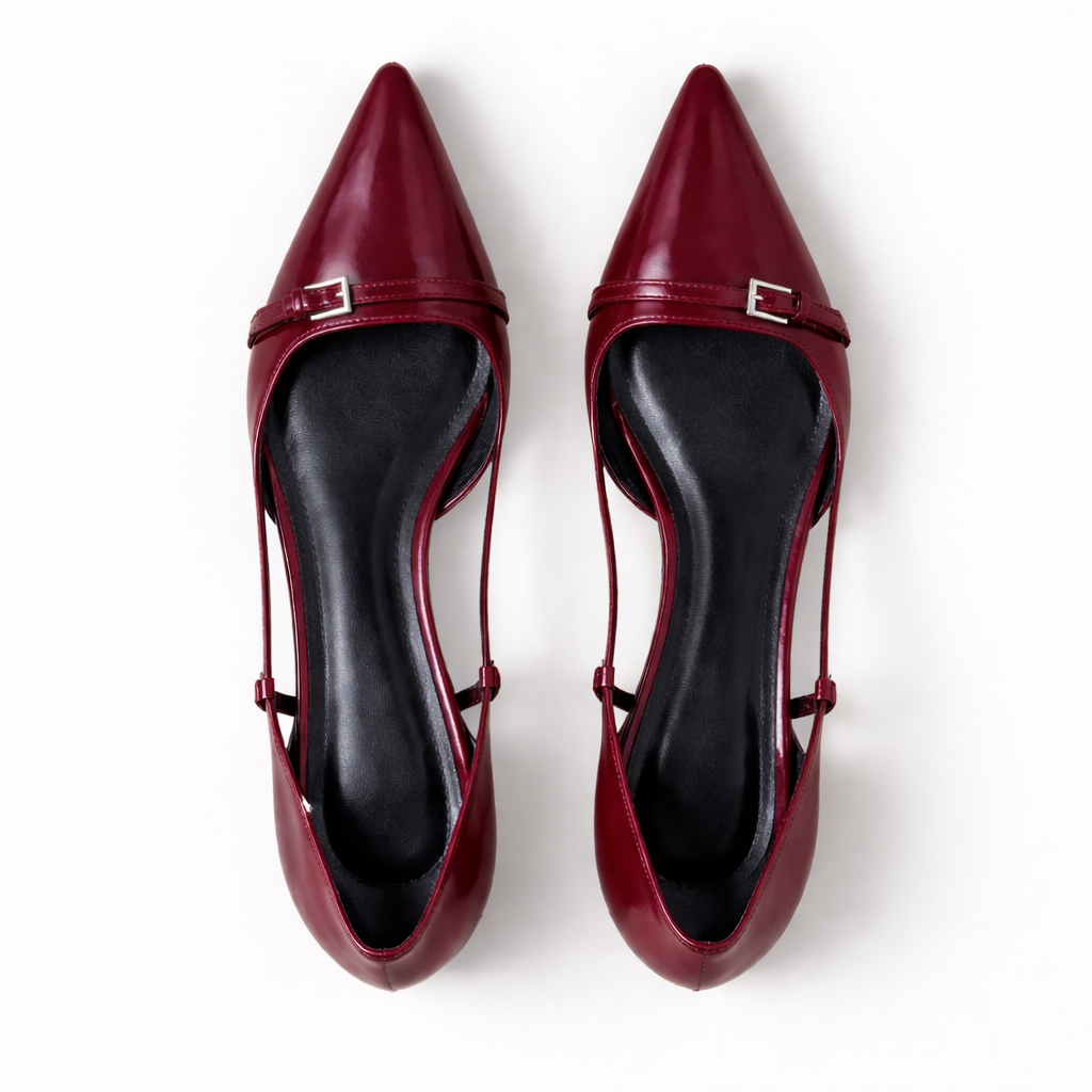 Elegant Pointed Toe Slingback Heels for Women in Patent Finish