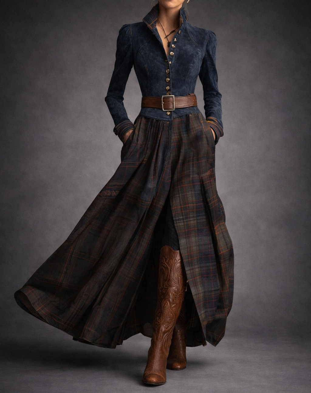 Fouziha - Elegant belt dress