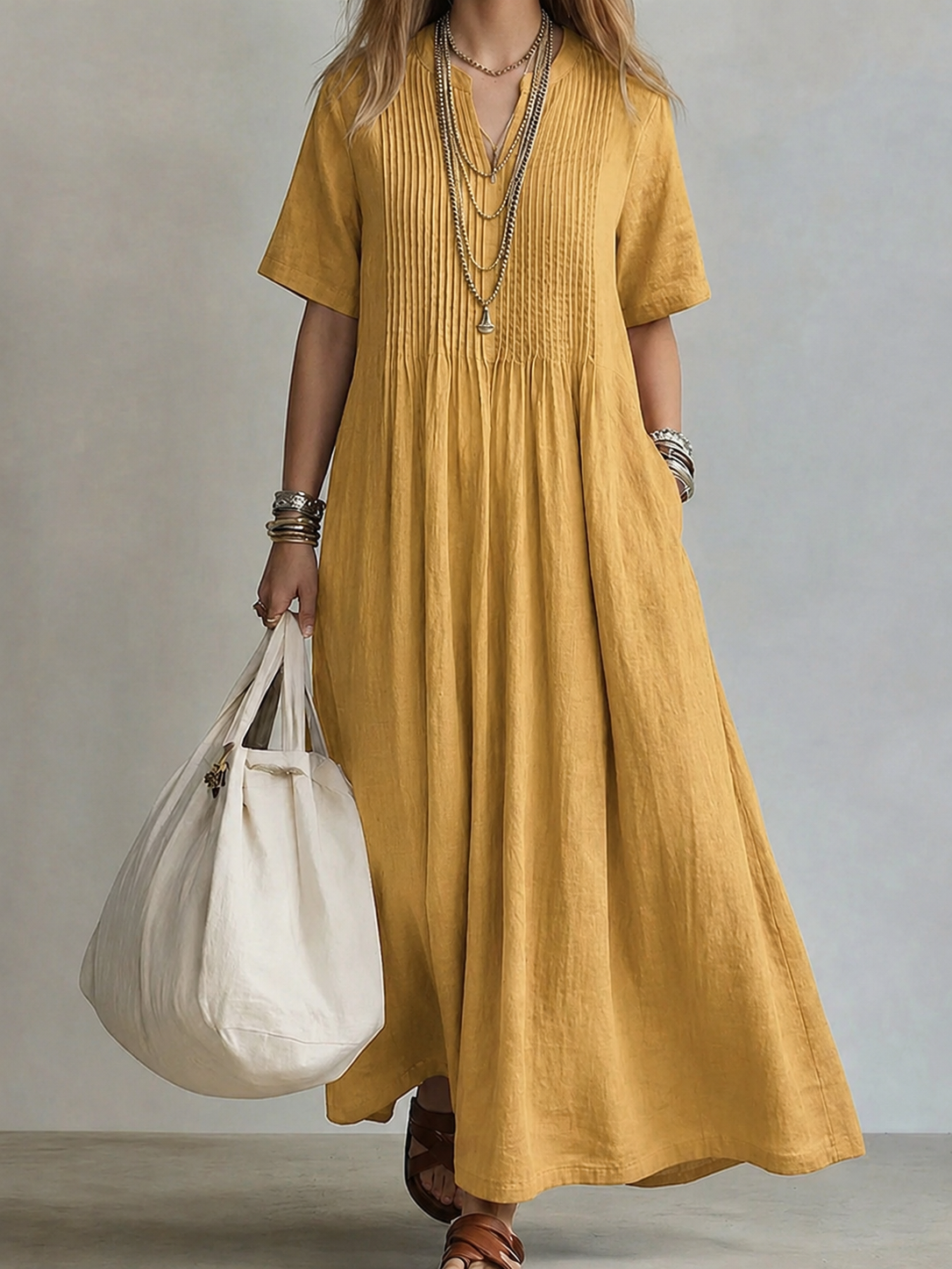 Selene | Elegant Pleated Midi Dress
