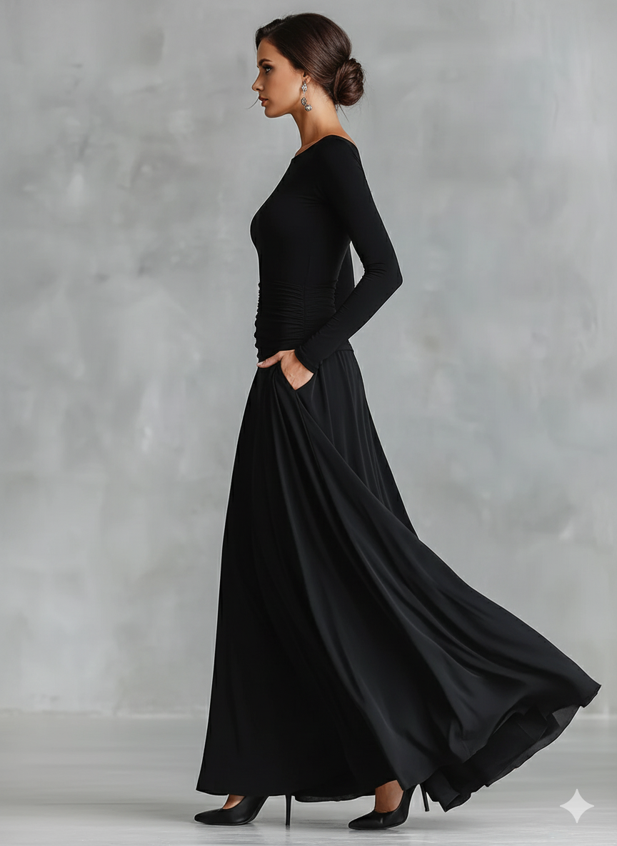Rubi - Elegant Black Maxi Dress