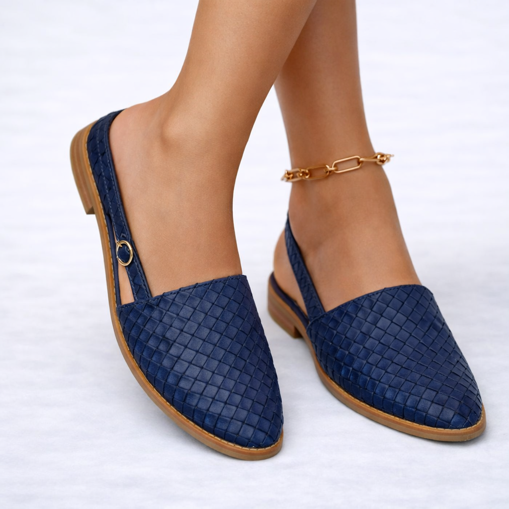 Elegant Everyday Slingback Flats for Women in Woven Vegan Leather