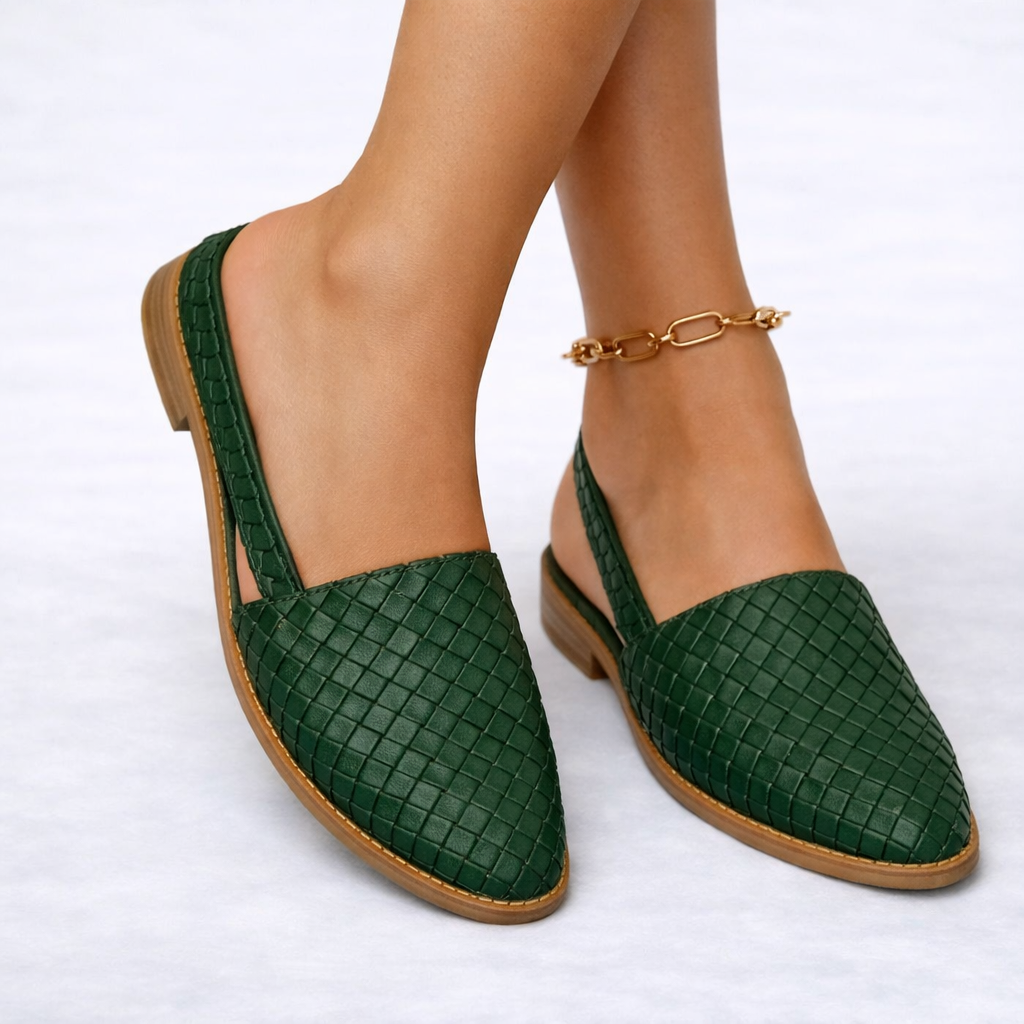 Elegant Everyday Slingback Flats for Women in Woven Vegan Leather
