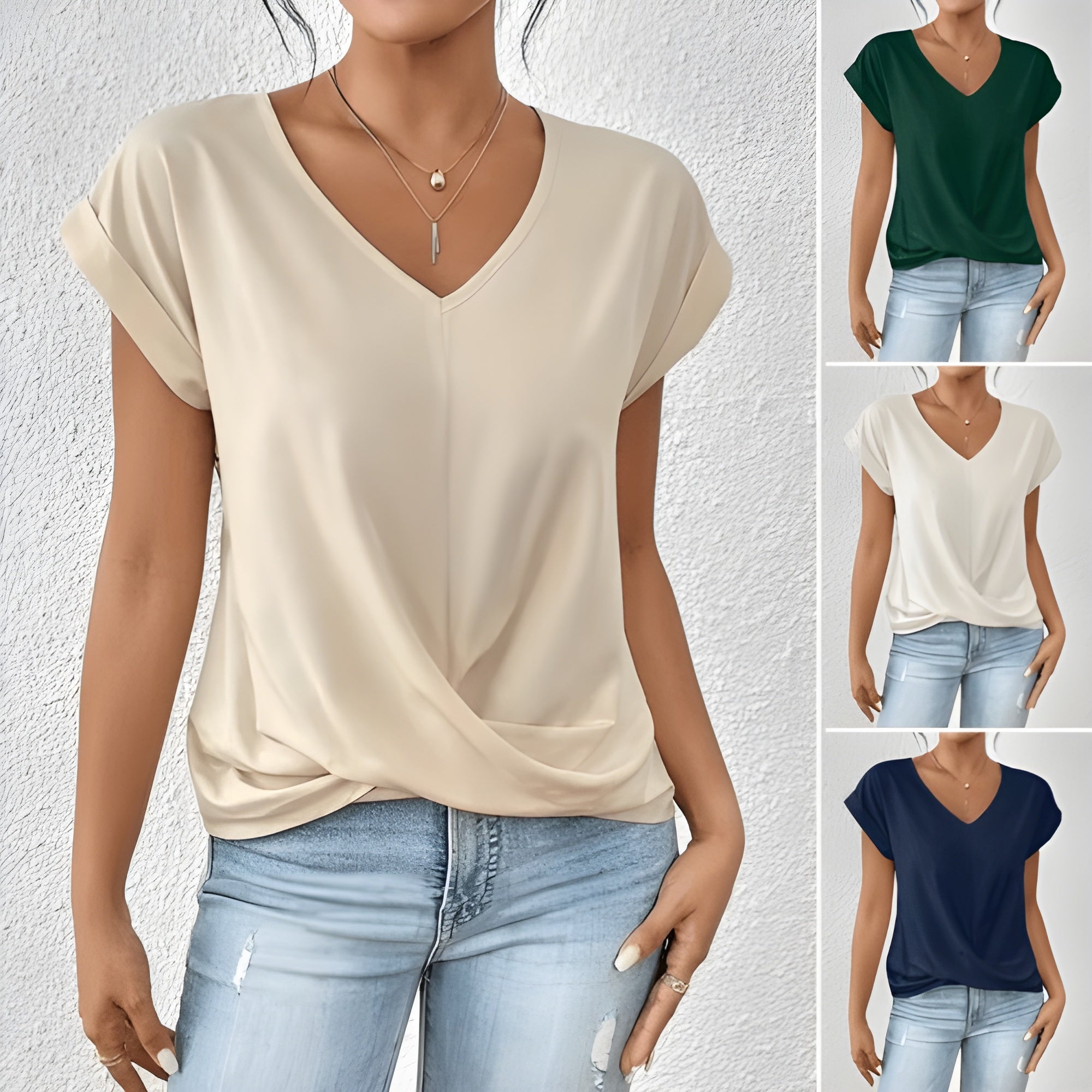 Violet - Twist Front V Neck Top