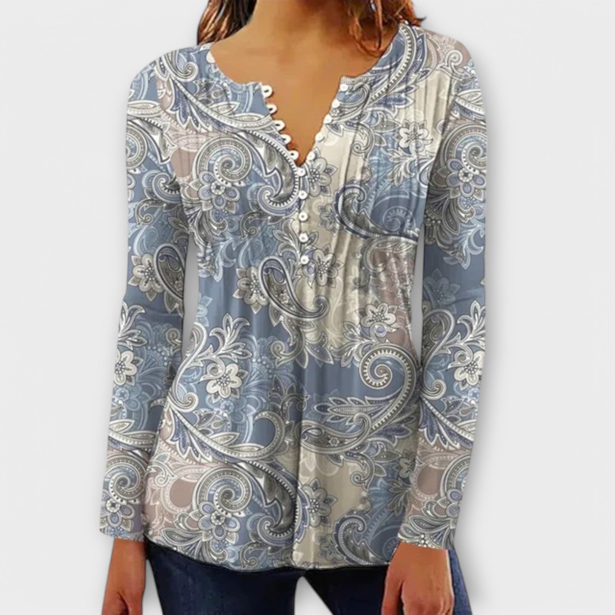 Juliane - Blouse with V-neck - Sleeves