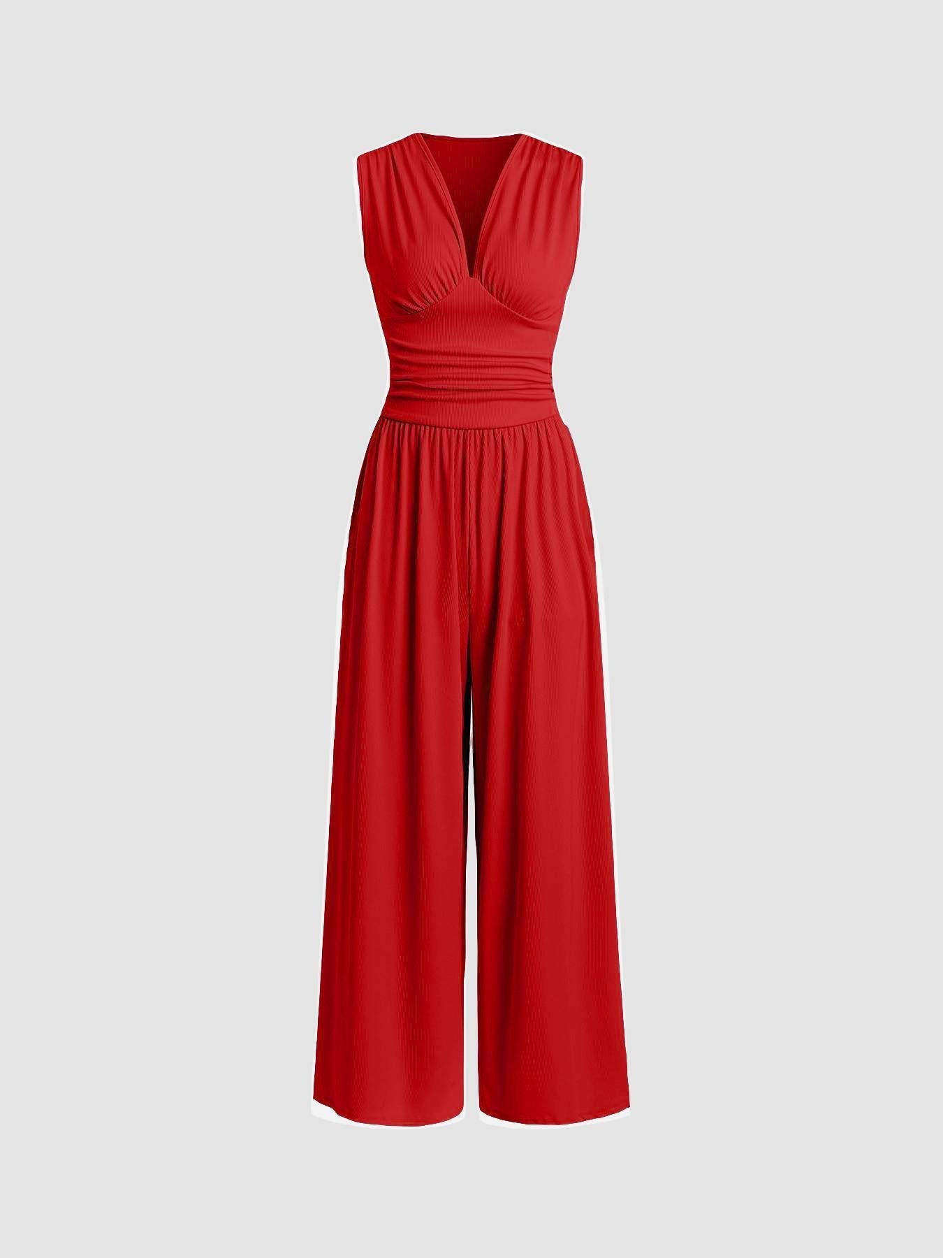 Valerisse – Elegant Sleeveless Jumpsuit with Texture and Wide Legs