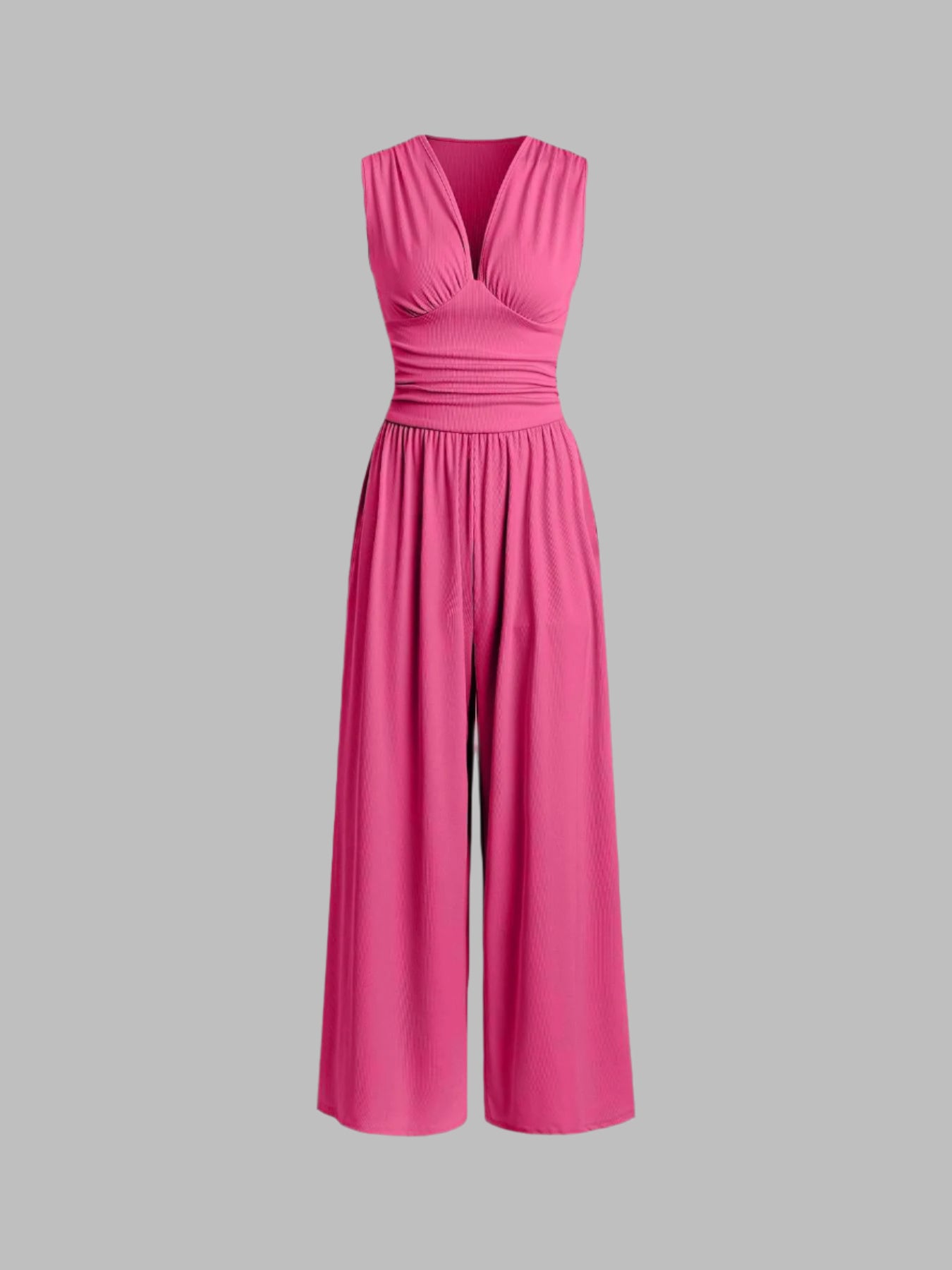 Valerisse – Elegant Sleeveless Jumpsuit with Texture and Wide Legs