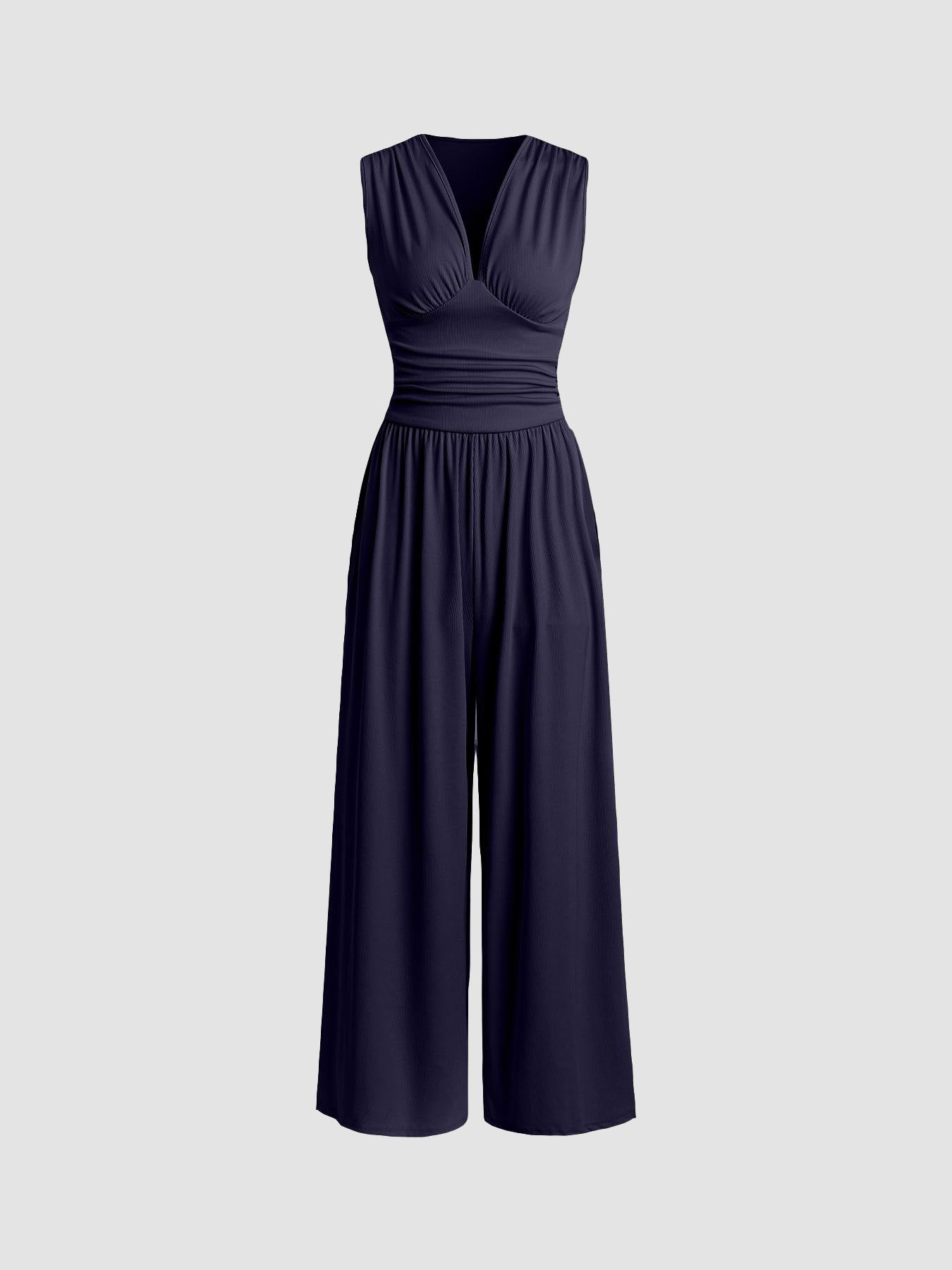 Valerisse – Elegant Sleeveless Jumpsuit with Texture and Wide Legs